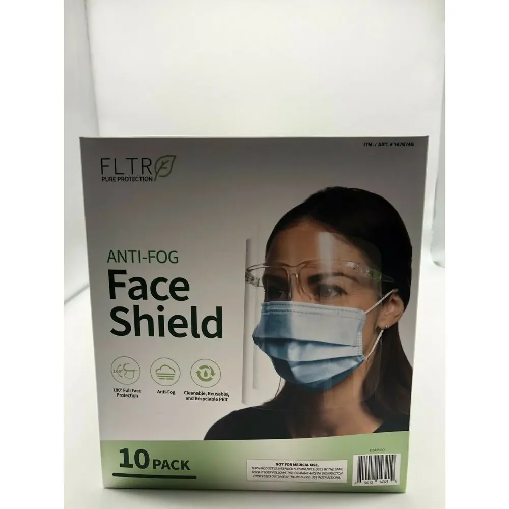 Face Shields 10-pack Barrier Comfort FLTR Pure Protection Anti-Fog Lot of 10